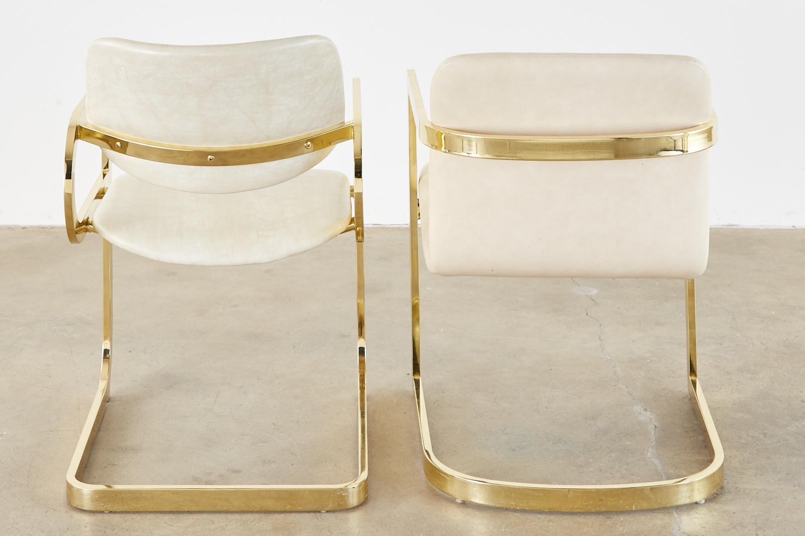 Midcentury Pair of DIA Gold Cantilever Chairs 10