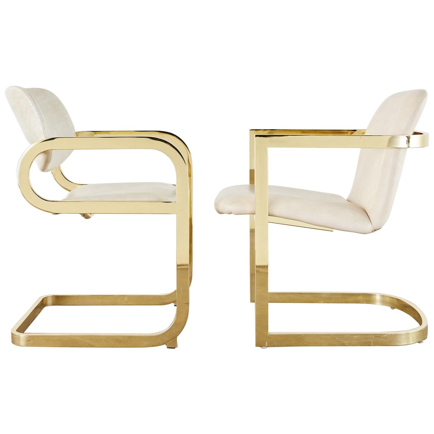 Midcentury Pair of DIA Gold Cantilever Chairs
