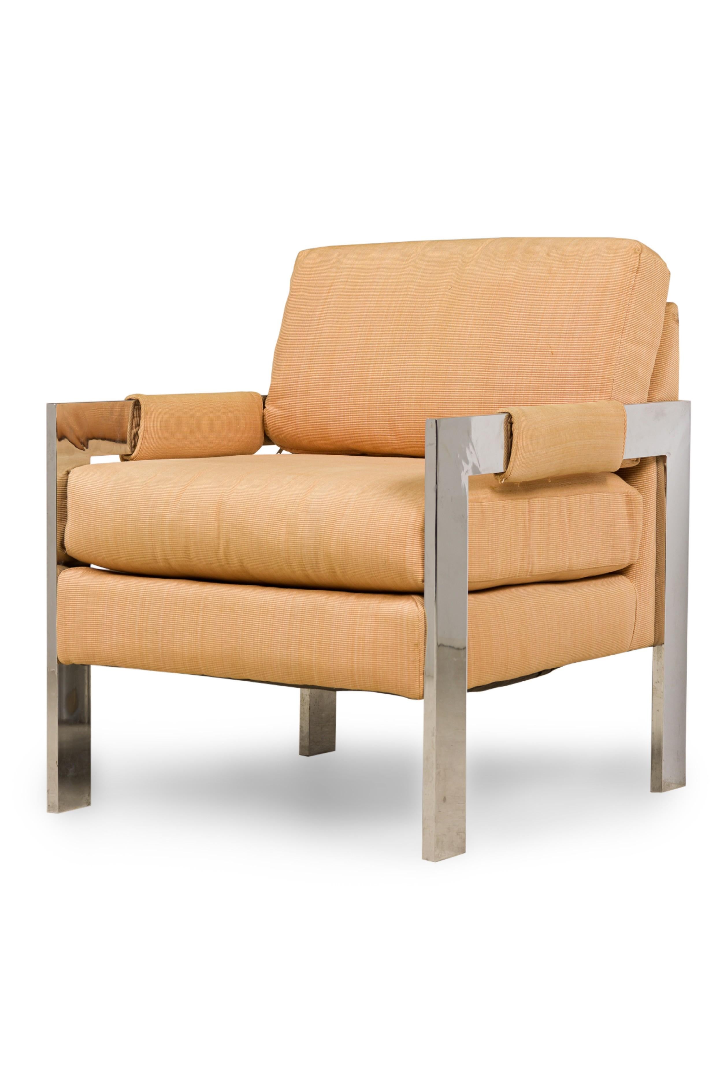 Milo Baughman für Directional American, Paar polierte gepolsterte Sessel (Moderne der Mitte des Jahrhunderts) im Angebot