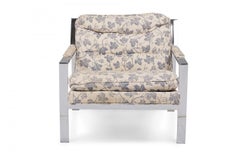Pair of Milo Baughman for Thayer Coggin Chrome and Floral Armchairs