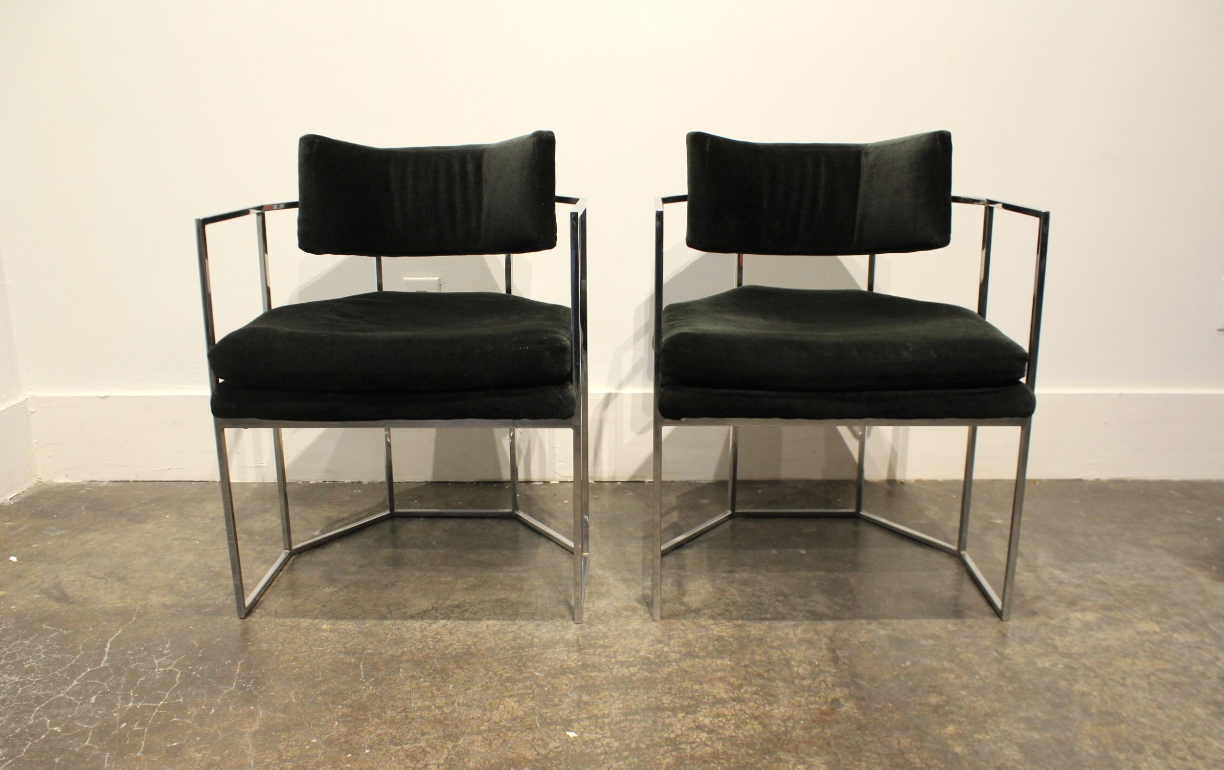 Pair of Milo Baughman for Thayer Coggin Chrome Armchairs In Good Condition In Dallas, TX
