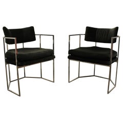 Pair of Milo Baughman for Thayer Coggin Chrome Armchairs