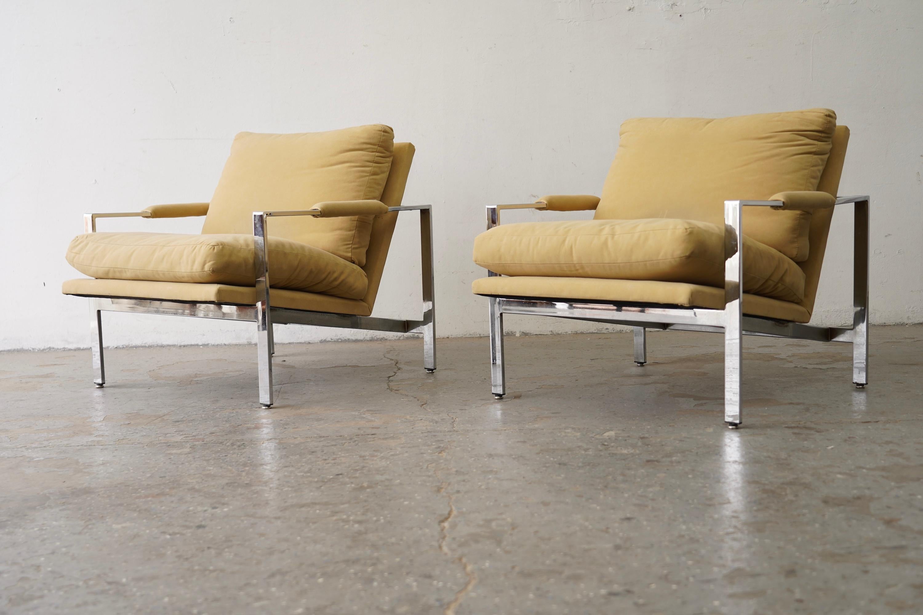 Paire de chaises de bar plates chromées Milo Baughman pour Thayer en vente 6