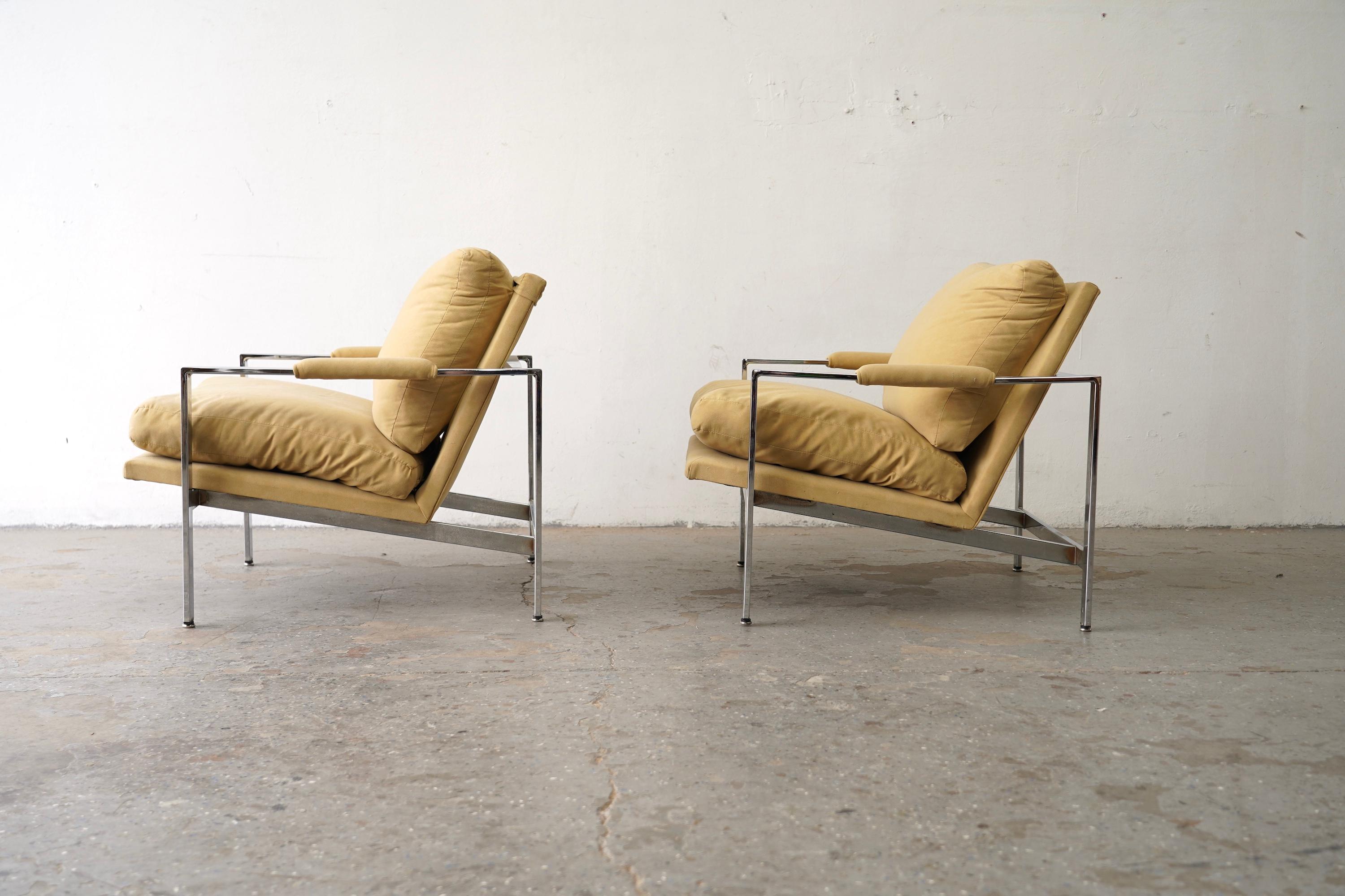 Paire de chaises de bar plates chromées Milo Baughman pour Thayer en vente 1
