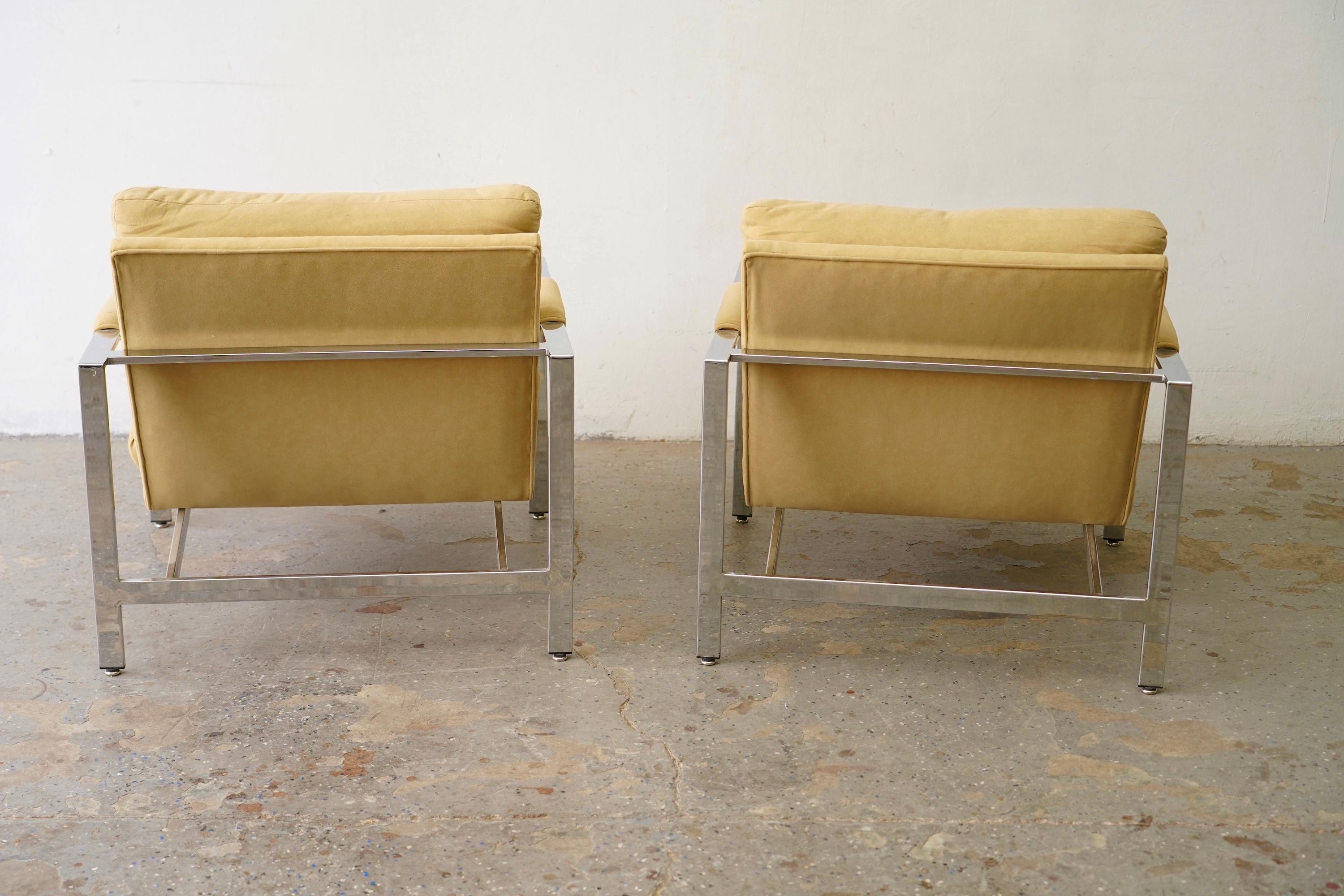 Paire de chaises de bar plates chromées Milo Baughman pour Thayer en vente 2