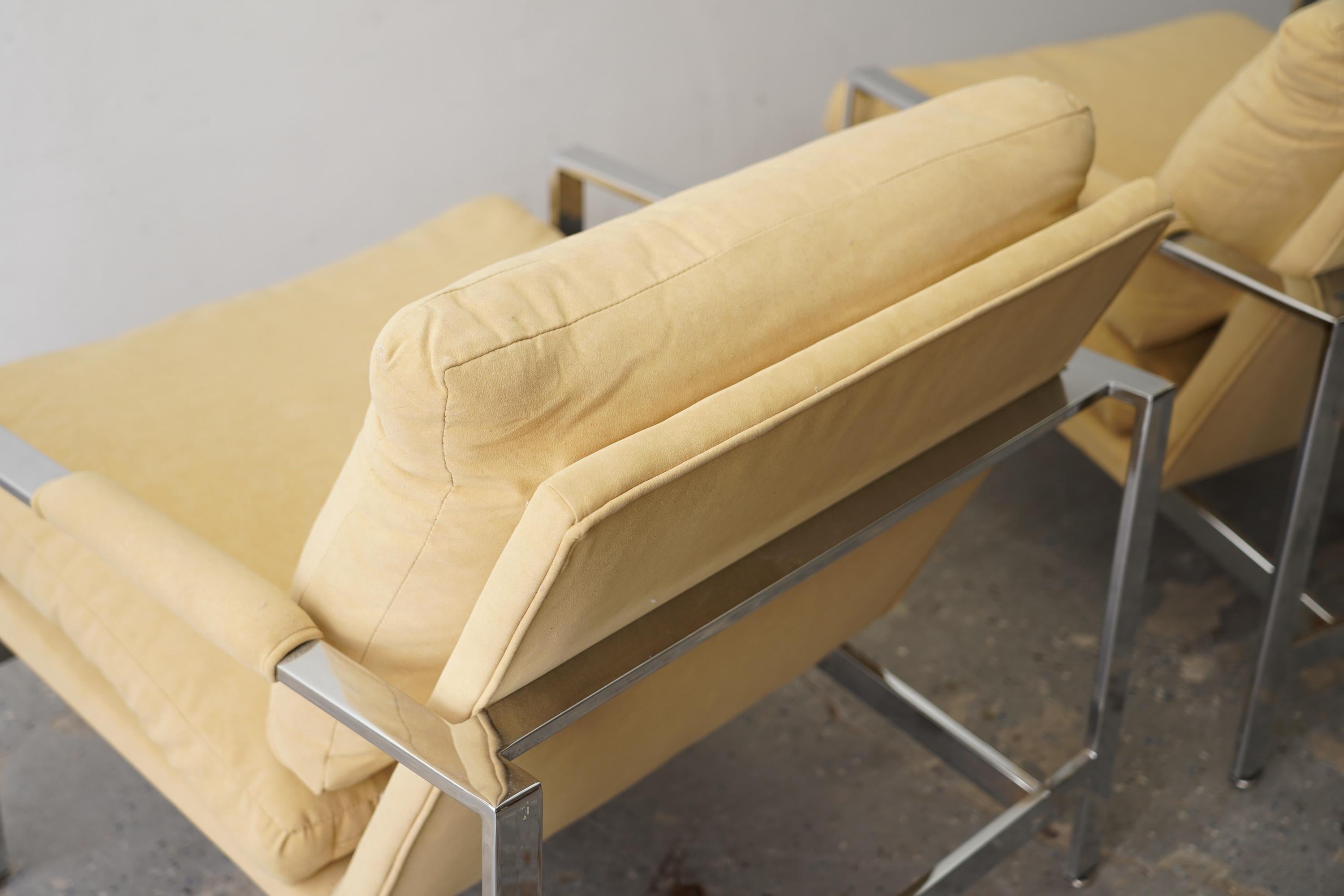 Paire de chaises de bar plates chromées Milo Baughman pour Thayer en vente 3