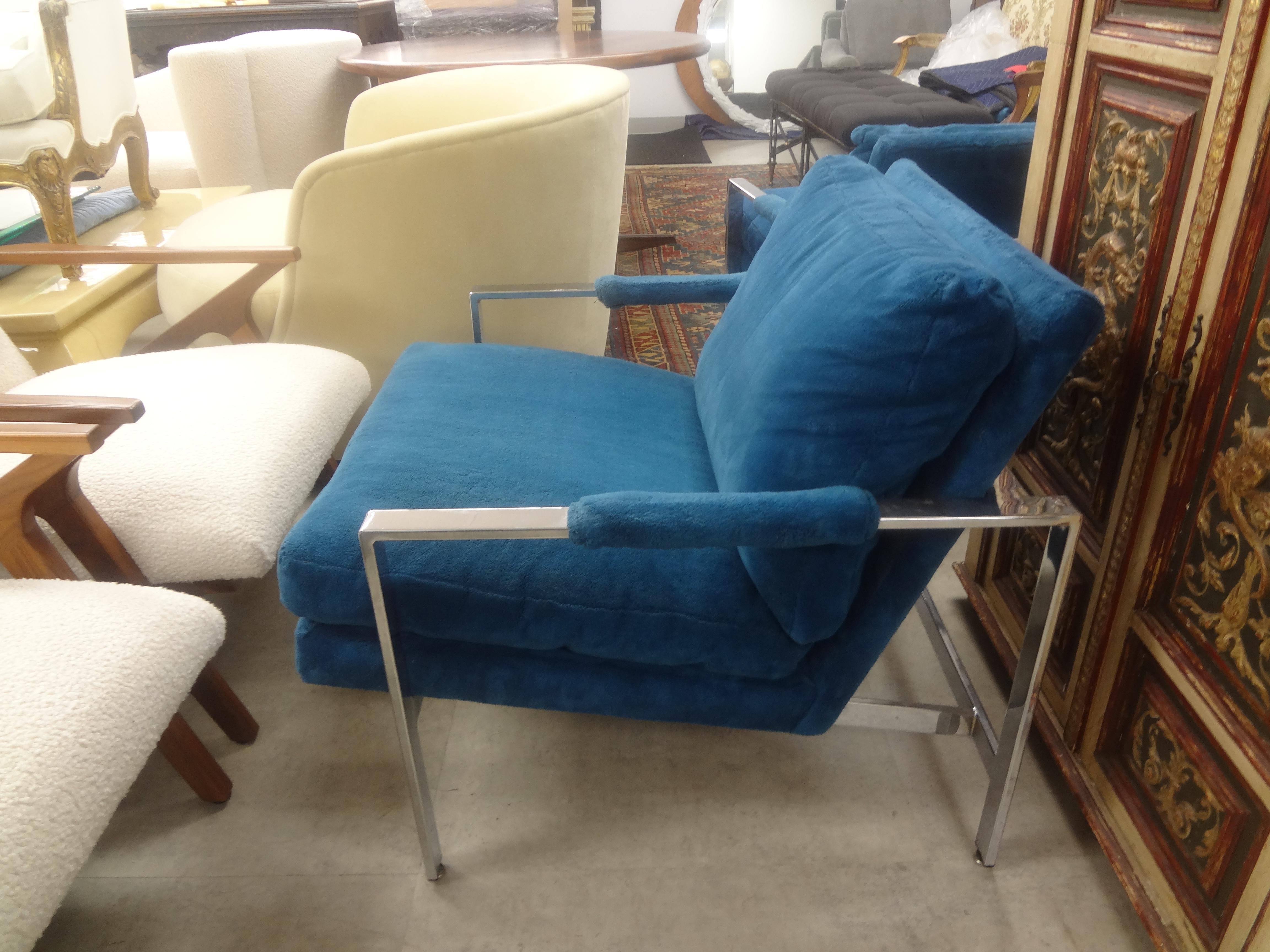 Pair Of Milo Baughman For Thayer Coggin Chrome Lounge Chairs In Good Condition For Sale In Houston, TX