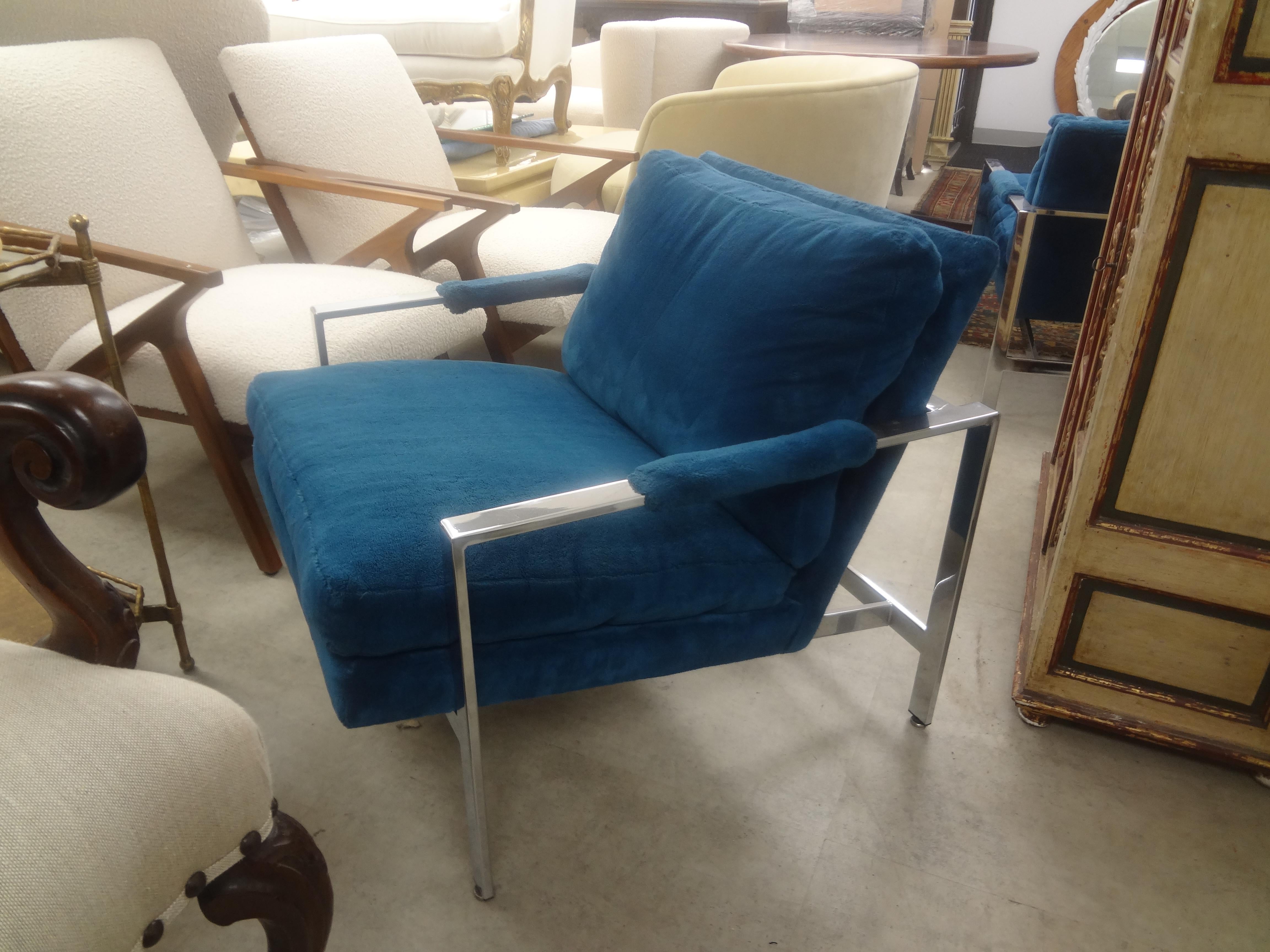 Late 20th Century Pair Of Milo Baughman For Thayer Coggin Chrome Lounge Chairs For Sale