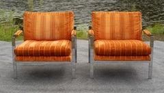 Paire de chaises de salon en acier chromé Milo Baughman pour Thayer Coggin