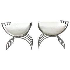 Pair of Milo Baughman for Thayer Coggin Chrome U Benches with Cushions