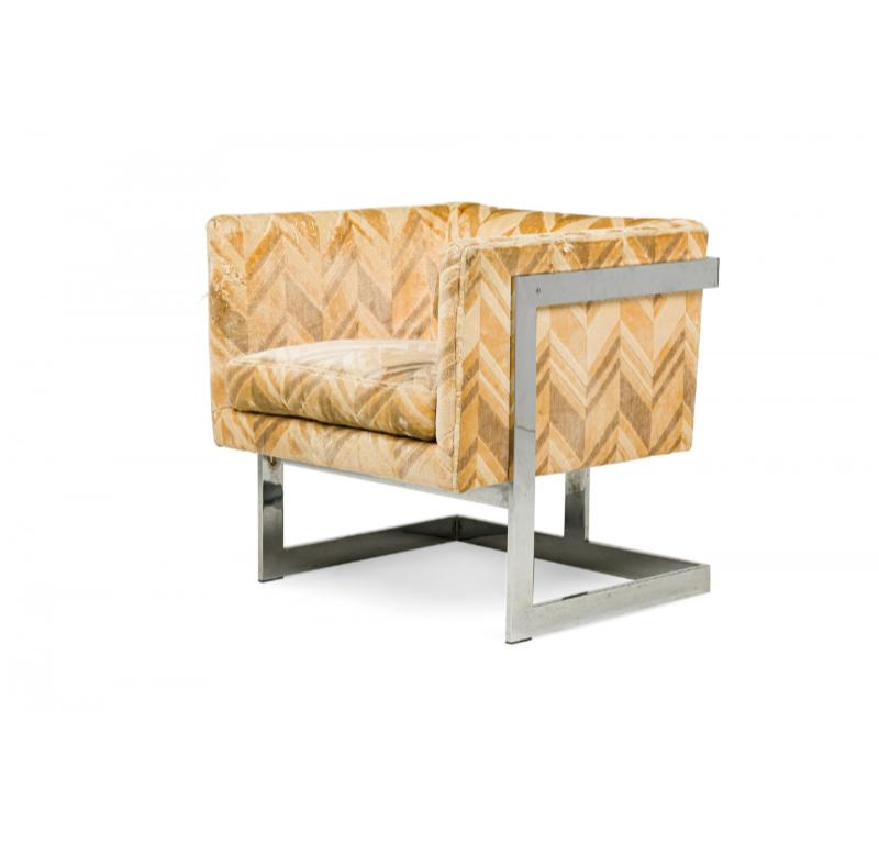 Mid-Century moderno Coppia di poltrone a T con tappezzeria cromata Milo Baughman per Thayer Coggin in vendita