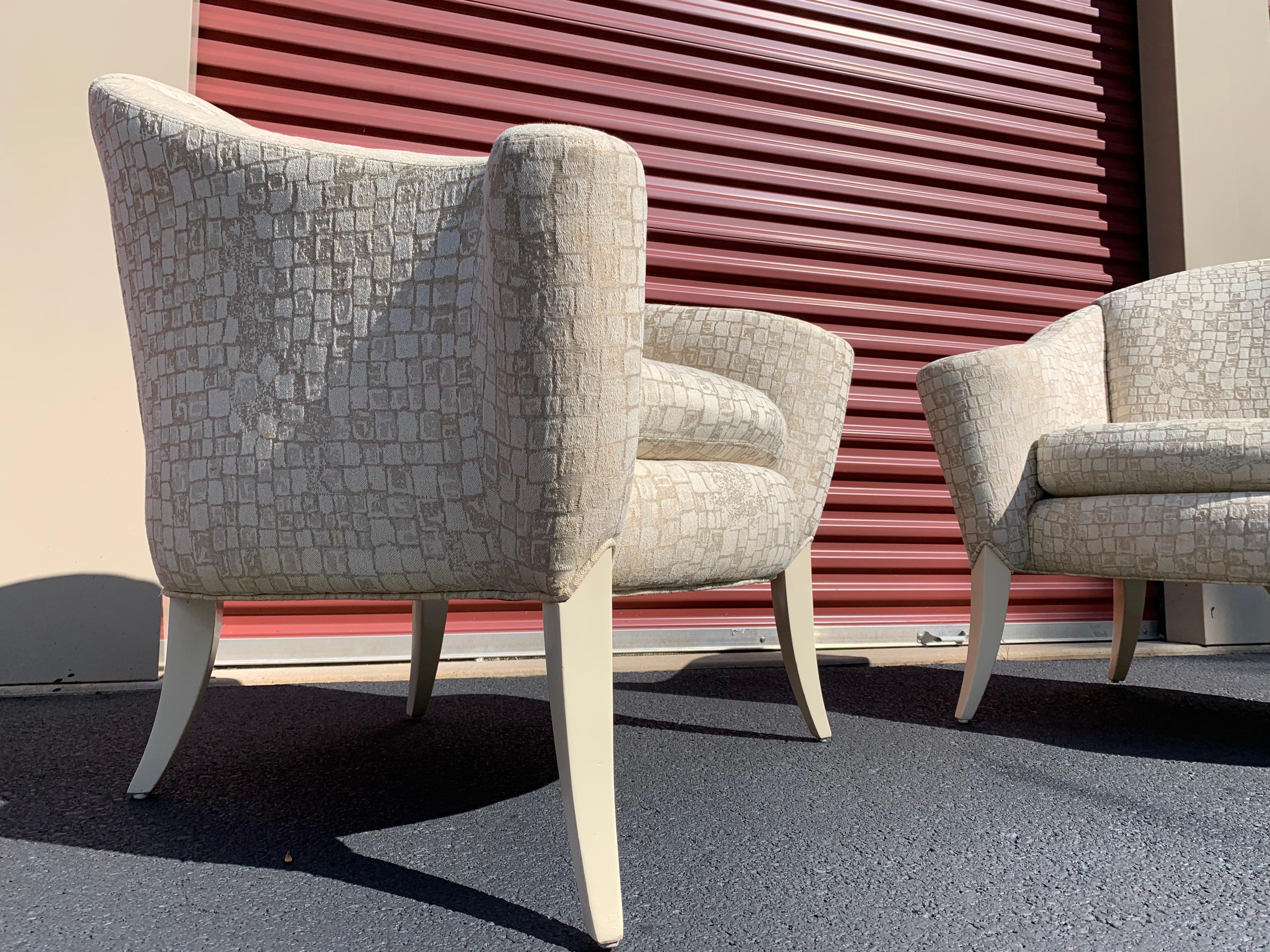 Hollywood Regency Pair of Milo Baughman for Thayer Coggin ‘Danhauser’ Open Arm Club Chairs