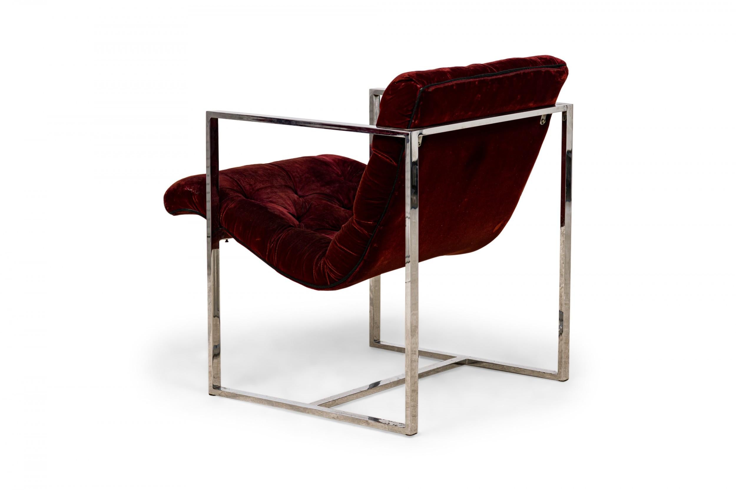 Paire de fauteuils de salon/fauteuils Thayer Coggin Dark Crimson Scoop Bon état - En vente à Queens, NY
