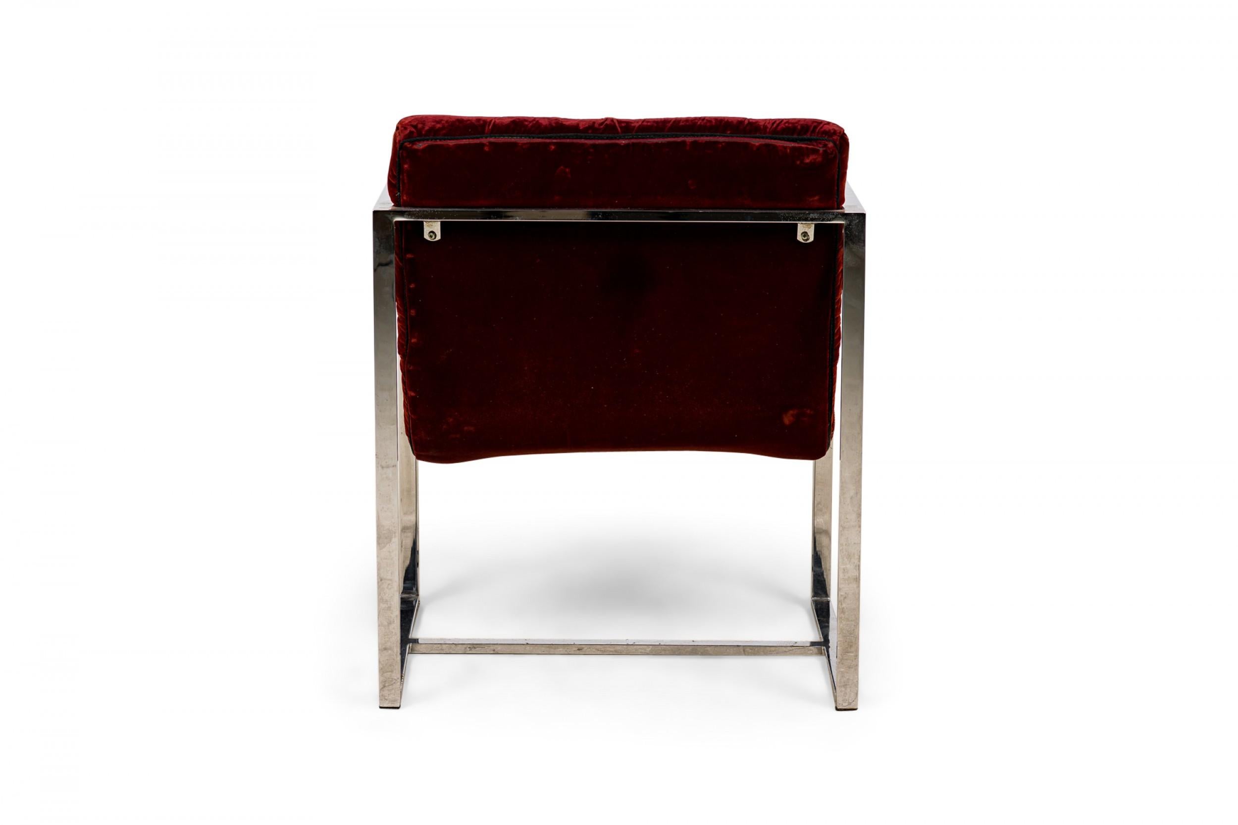 20th Century Pair of Thayer Coggin Dark Crimson Scoop Lounge / Armchairs For Sale