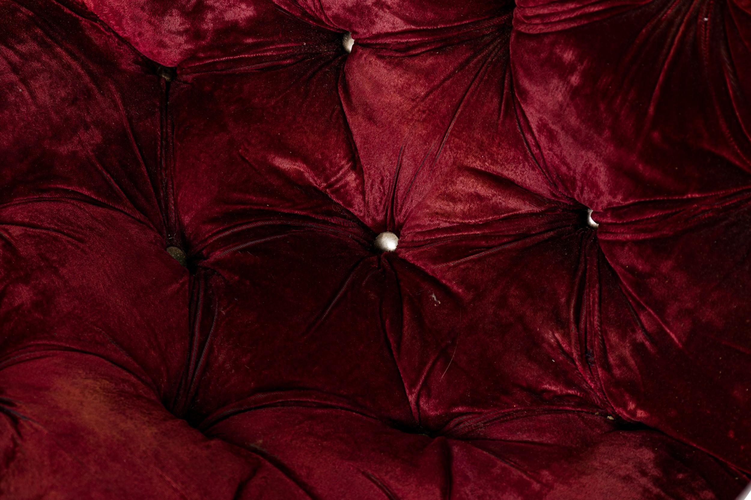Pair of Thayer Coggin Dark Crimson Scoop Lounge / Armchairs For Sale 1