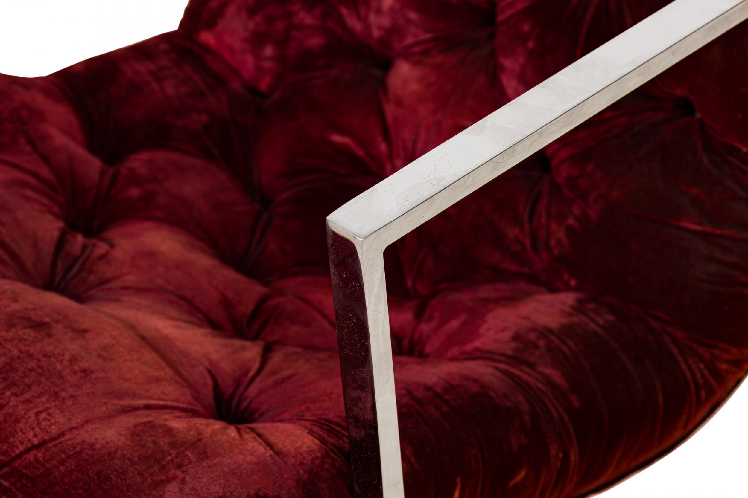 Pair of Thayer Coggin Dark Crimson Scoop Lounge / Armchairs For Sale 2