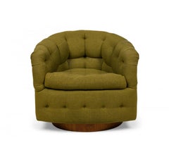 Pair of Milo Baughman for Thayer Coggin Green Tufted Rosewood Lounge / Armchairs