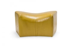 Pair of Milo Baughman for Thayer Coggin Mid-Century Yellow Leather Saddle Ottoma