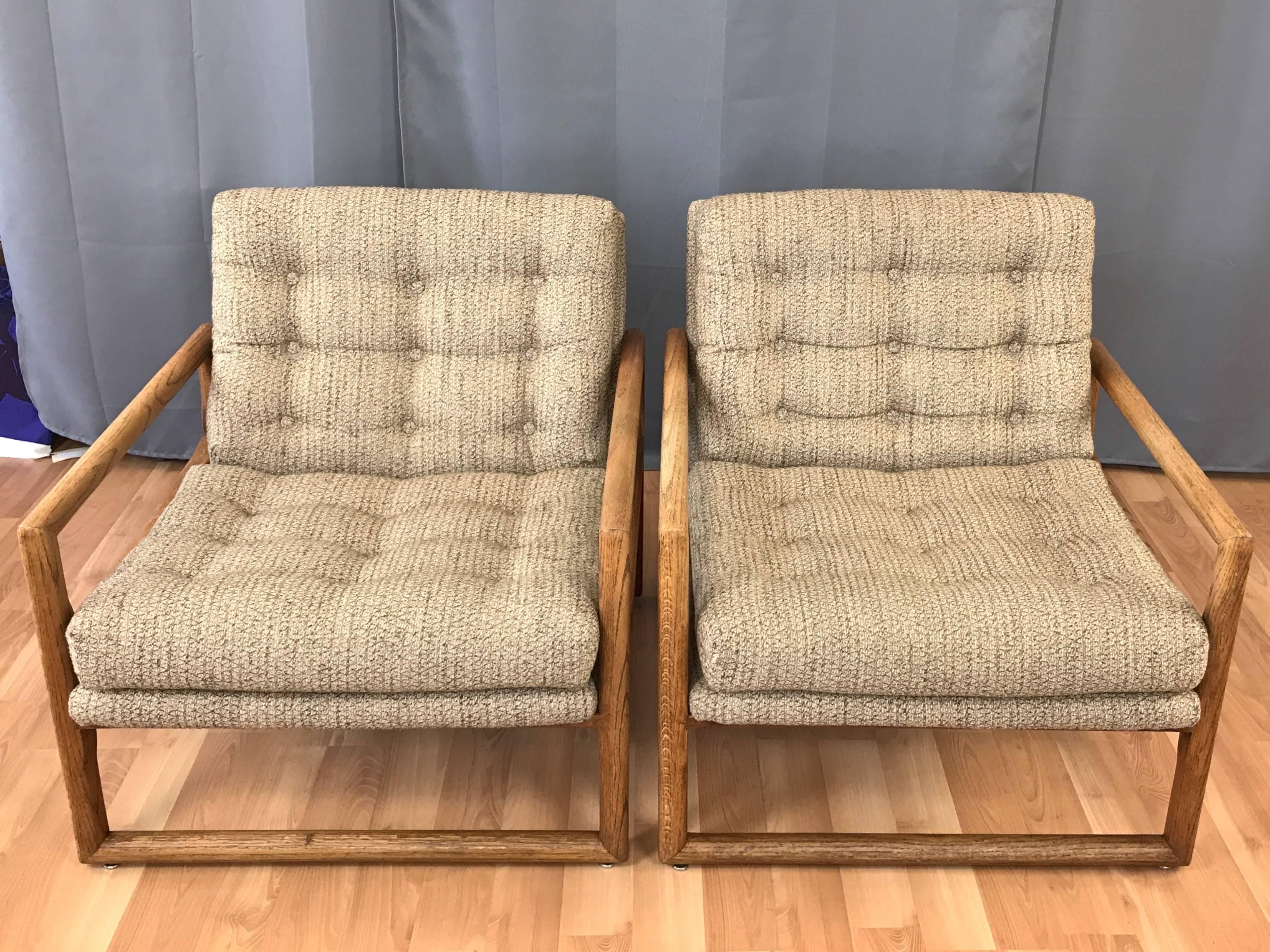 Pair of Milo Baughman for Thayer Coggin Oak “Scoop” Lounge Chairs In Good Condition In San Francisco, CA