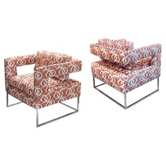Pair of Milo Baughman for Thayer Coggin Open-Back Cut-Out Chairs