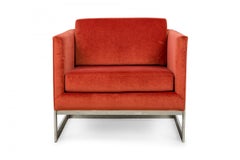 Pair of Milo Baughman for Thayer Coggin Orange Floating Cube Lounge / Armchairs