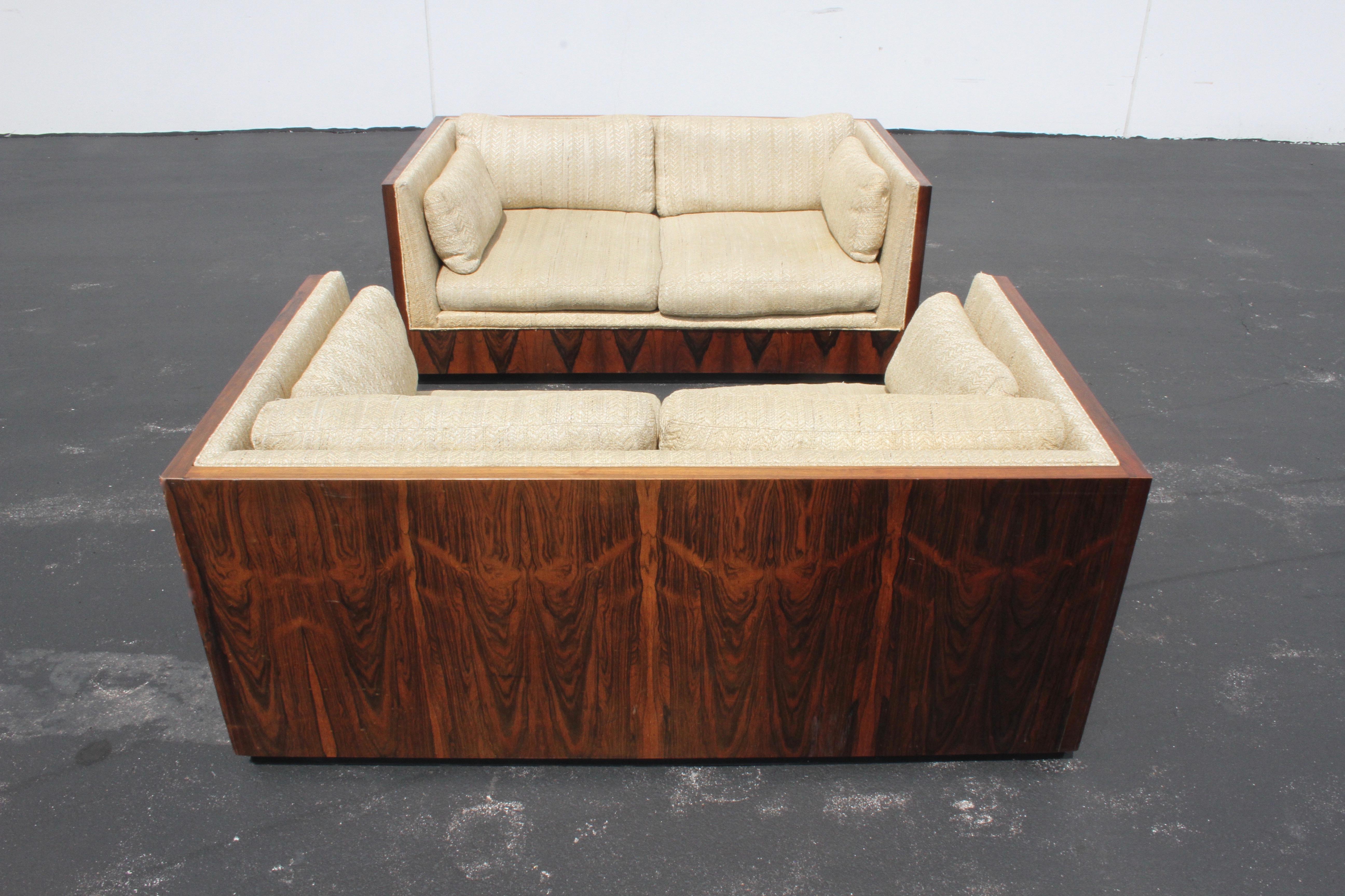 Mid-Century Modern Pair of Milo Baughman for Thayer-Coggin Rosewood Settees, Loveseats or Sofas
