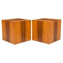 Pair of Milo Baughman for Thayer Coggin Rosewood Veneer Cube End / Side Tables