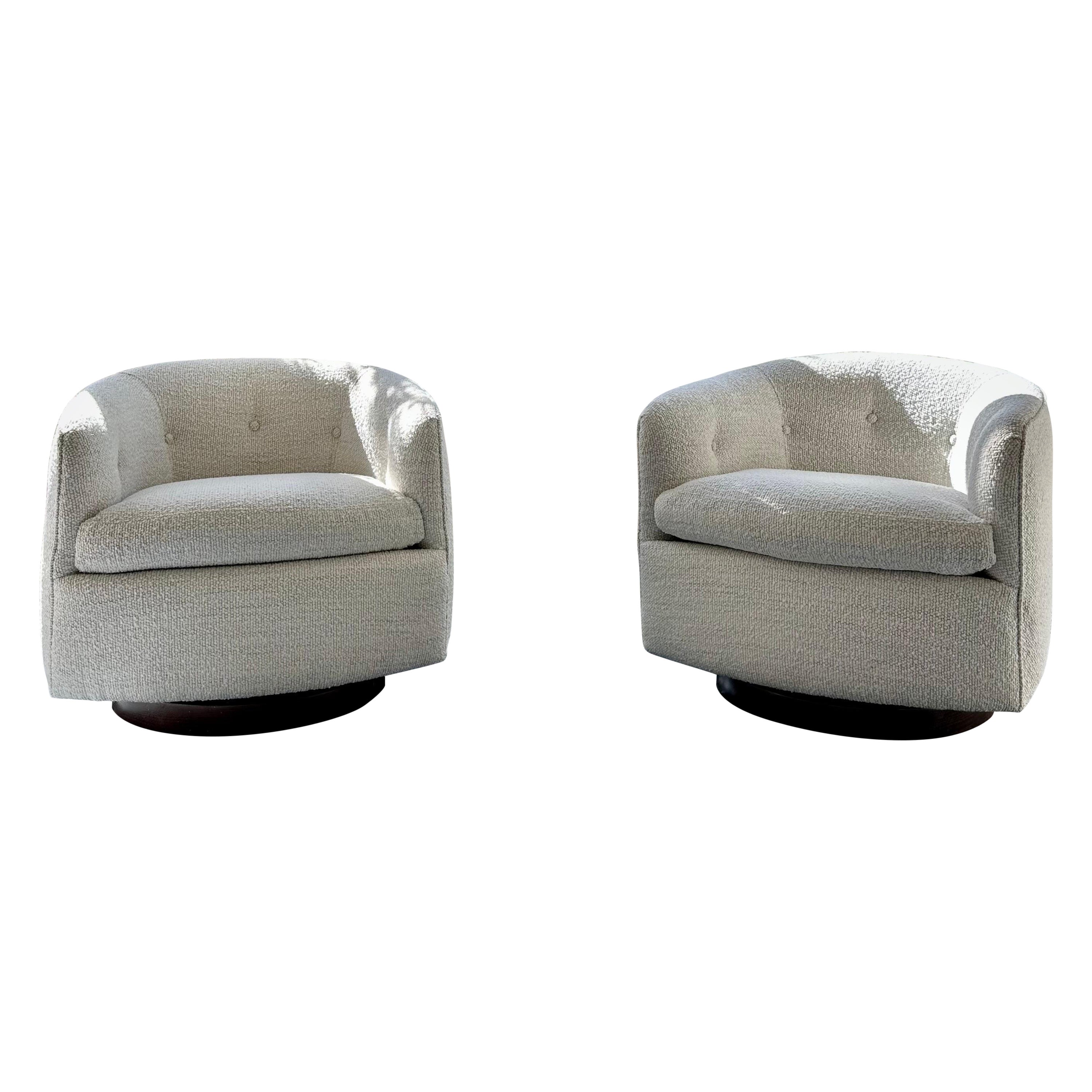 Pair of Milo Baughman for Thayer Coggin Roxy Tilt and Swivel Lounge Chairs