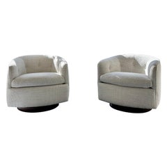 Pair of Milo Baughman for Thayer Coggin Roxy Tilt and Swivel Lounge Chairs
