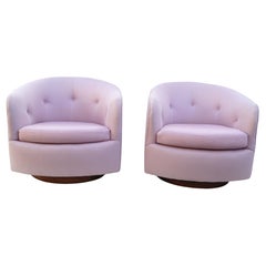 Pair of Milo Baughman for Thayer Coggin Roxy Swivel Lounge Chairs