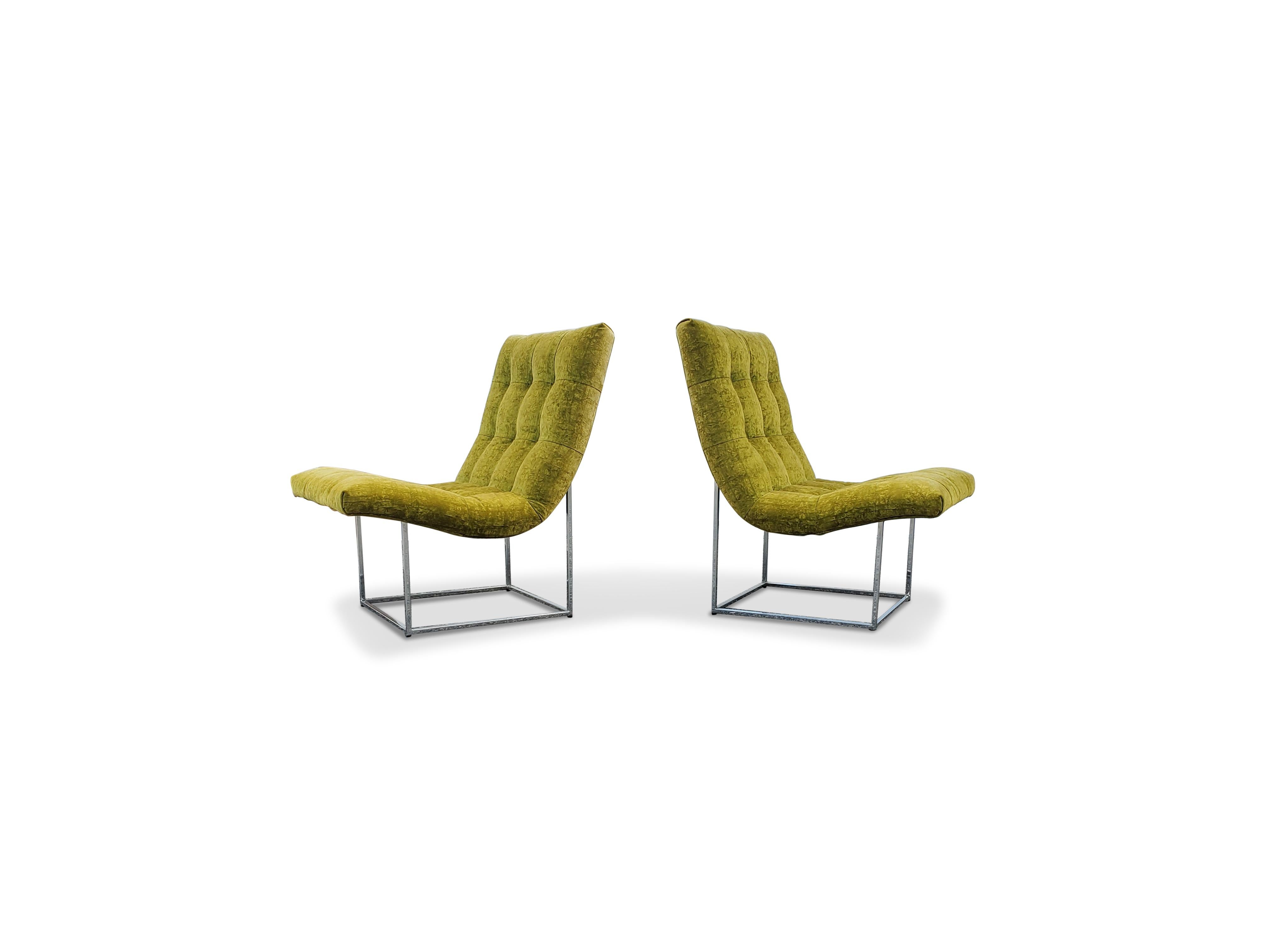 Pair of Milo Baughman for Thayer Coggin scoop lounge chairs.