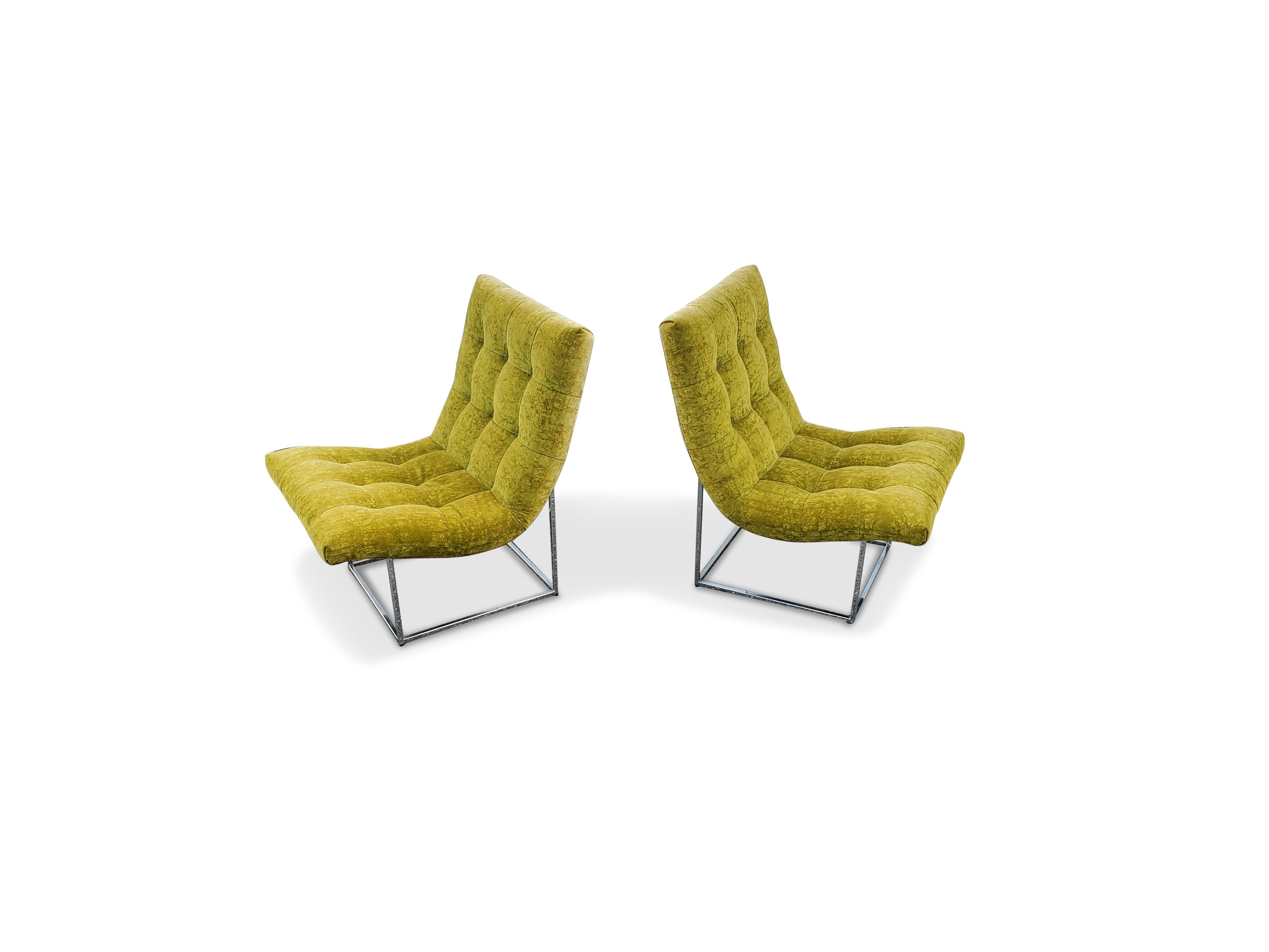 Mid-Century Modern Paire de fauteuils de salon en forme de cuillère de Milo Baughman pour Thayer Coggin en vente