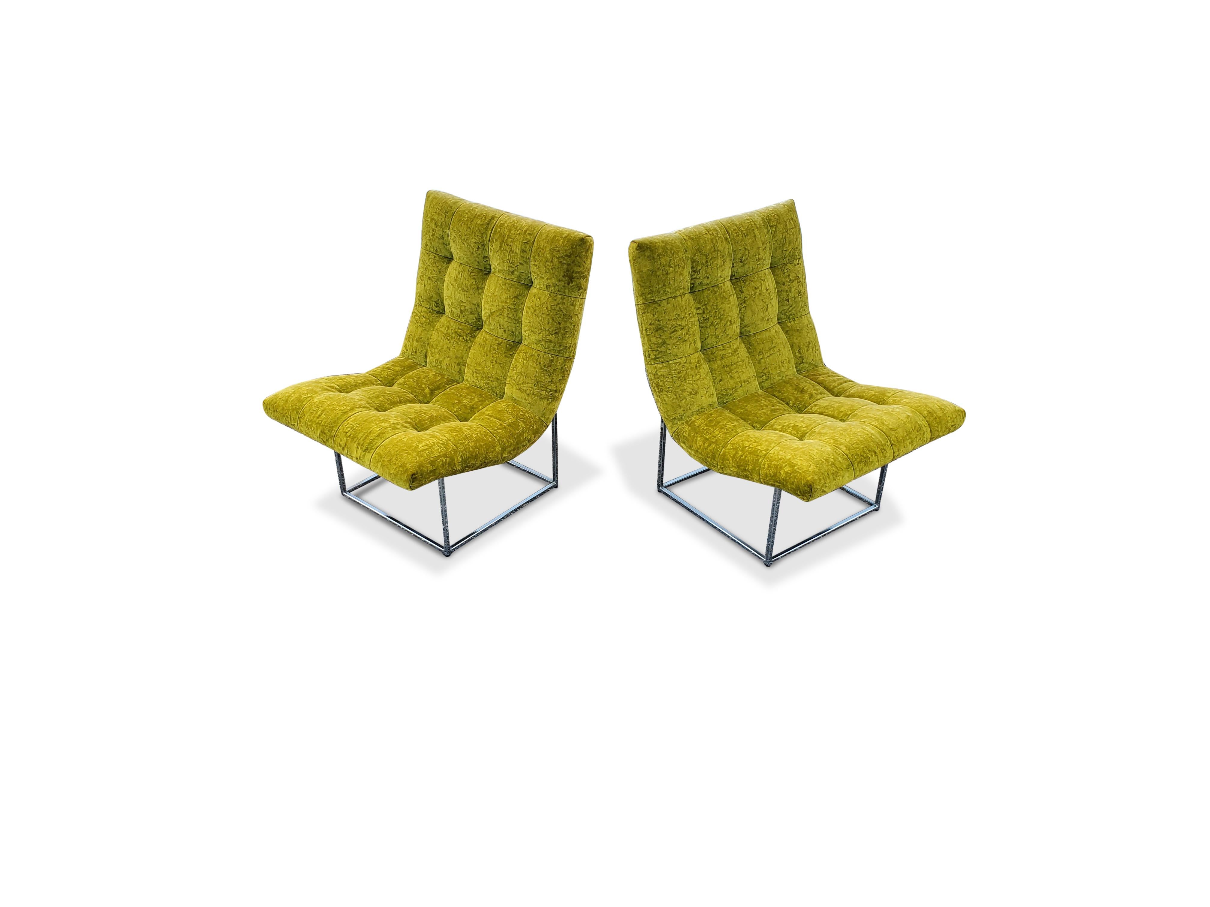 North American Pair of Milo Baughman for Thayer Coggin Scoop Lounge Chairs For Sale