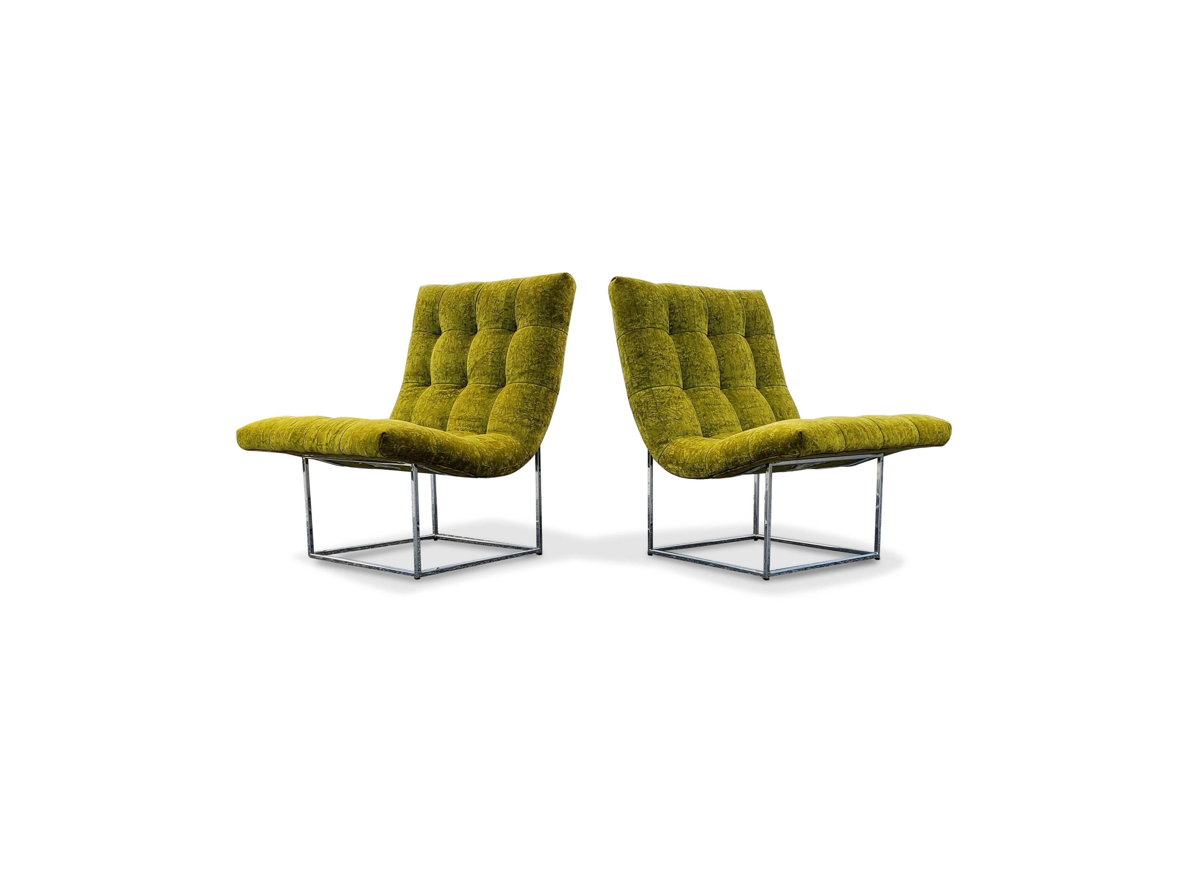 20ième siècle Paire de fauteuils de salon en forme de cuillère de Milo Baughman pour Thayer Coggin en vente