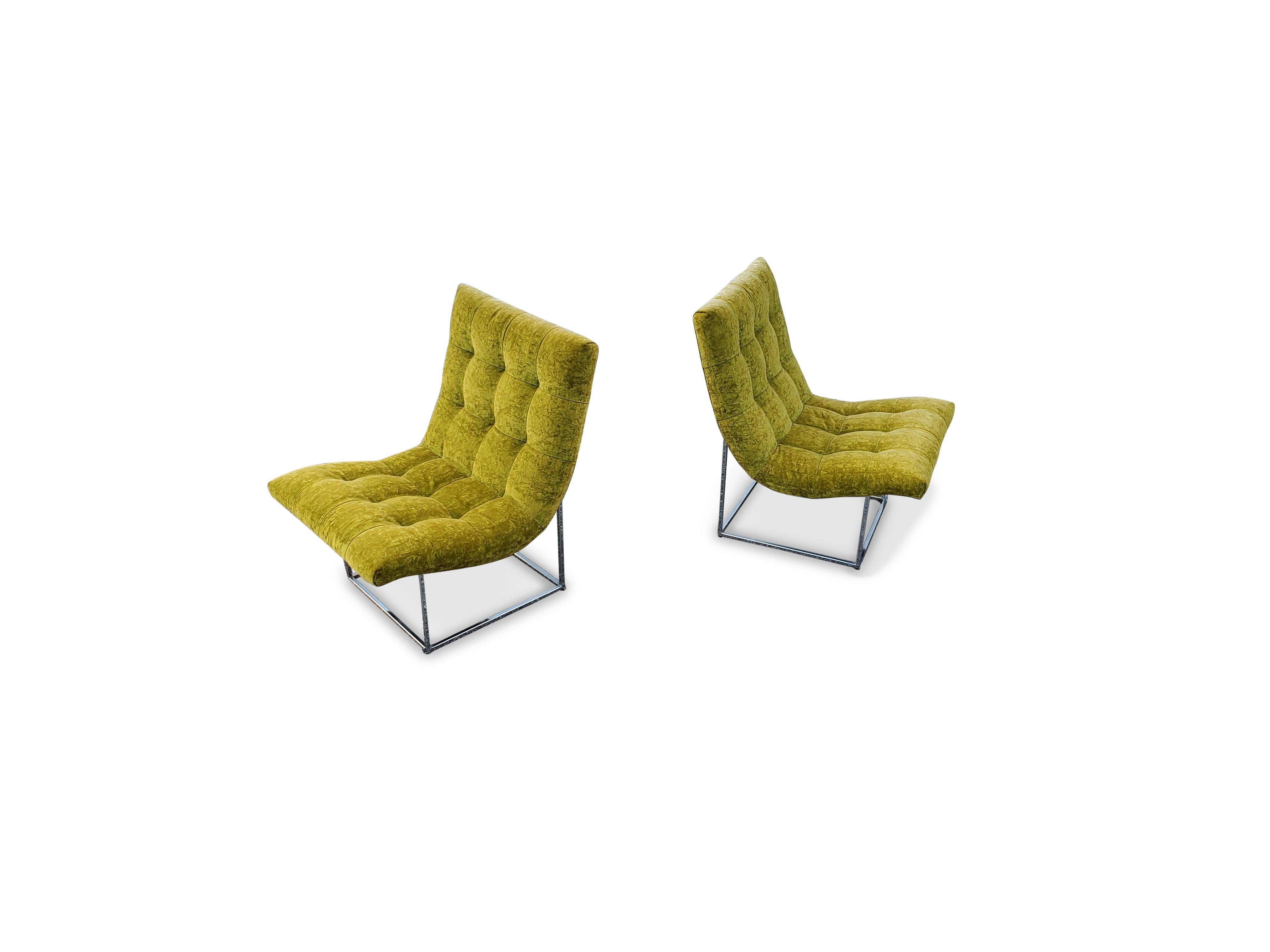 Pair of Milo Baughman for Thayer Coggin Scoop Lounge Chairs For Sale 1