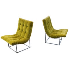Paire de fauteuils de salon en forme de cuillère de Milo Baughman pour Thayer Coggin
