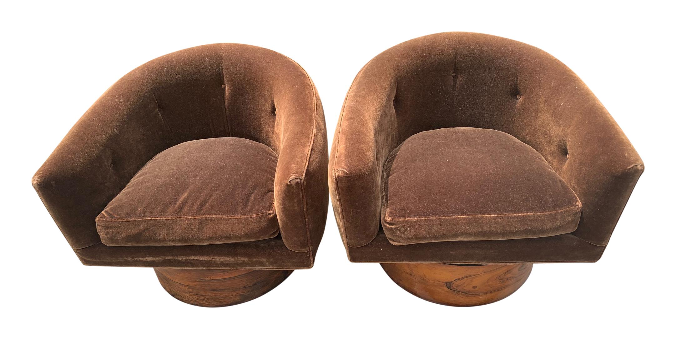 North American Pair of Milo Baughman for Thayer Coggin Swivel Chairs