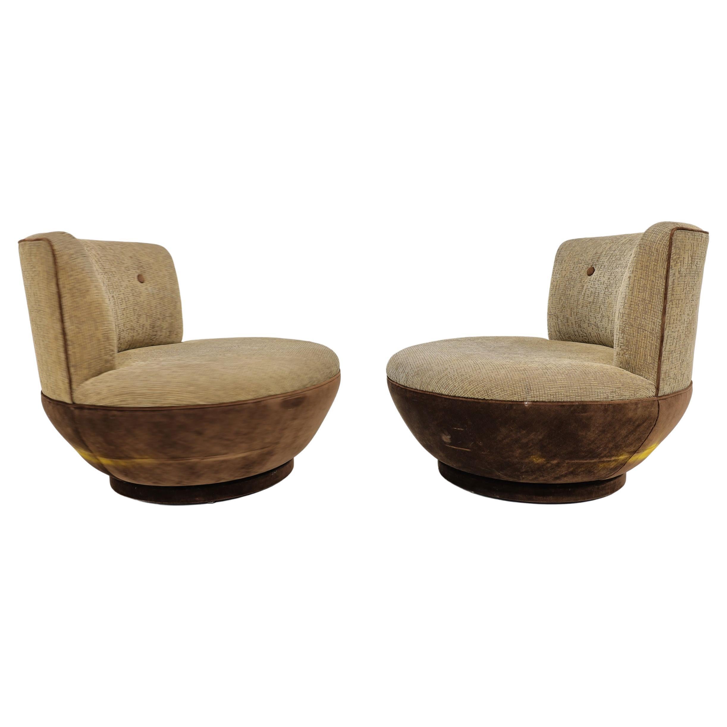 Pair of Milo Baughman for Thayer Coggin Swivel Chairs For Sale