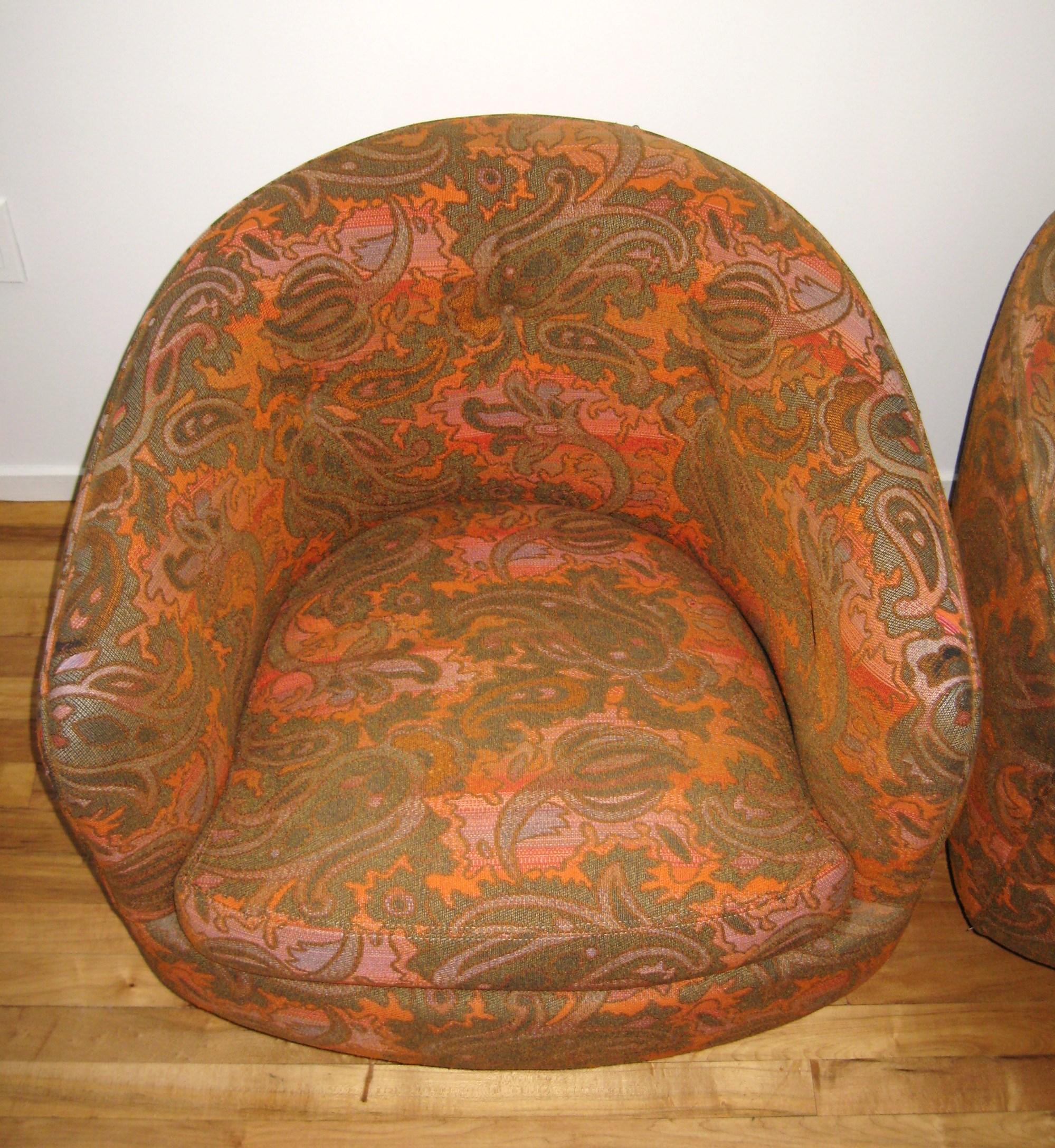American Milo Baughman for Thayer Coggin Swivel Tilt Lounge Chairs Pair of 2  For Sale