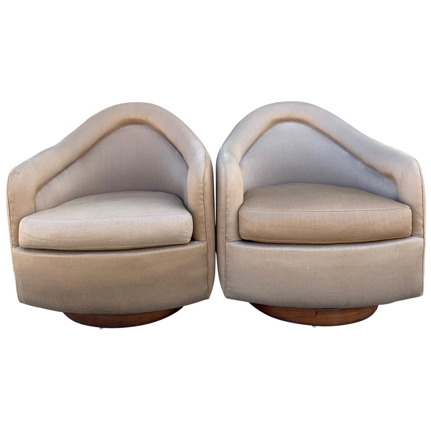 Pair of Milo Baughman for Thayer Coggin Swivel Tilt Lounge Chairs