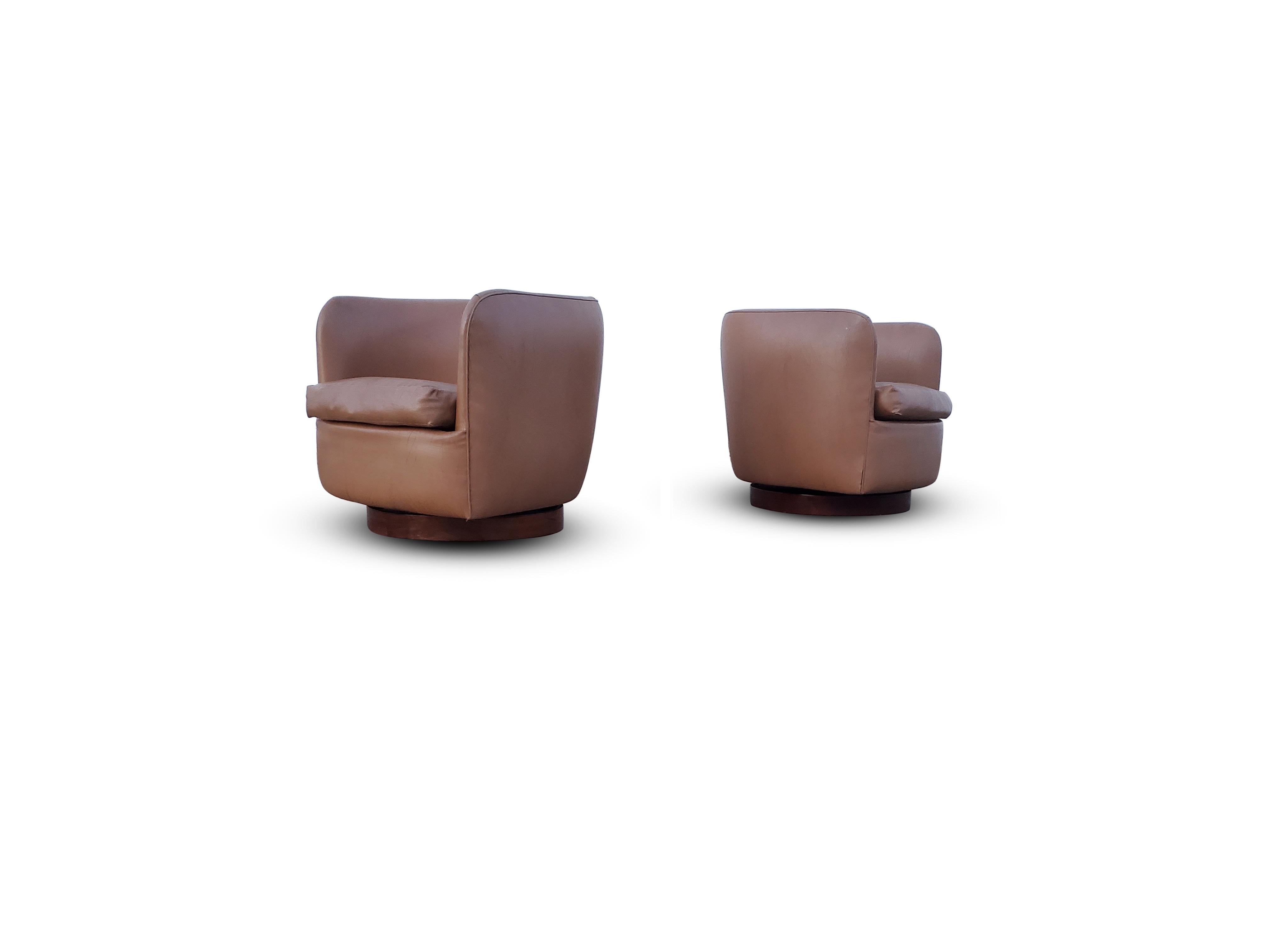 Pair of Milo Baughman for Thayer Coggin Tilt / Swivel Lounge Chairs 1