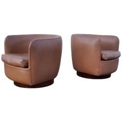 Pair of Milo Baughman for Thayer Coggin Tilt / Swivel Lounge Chairs