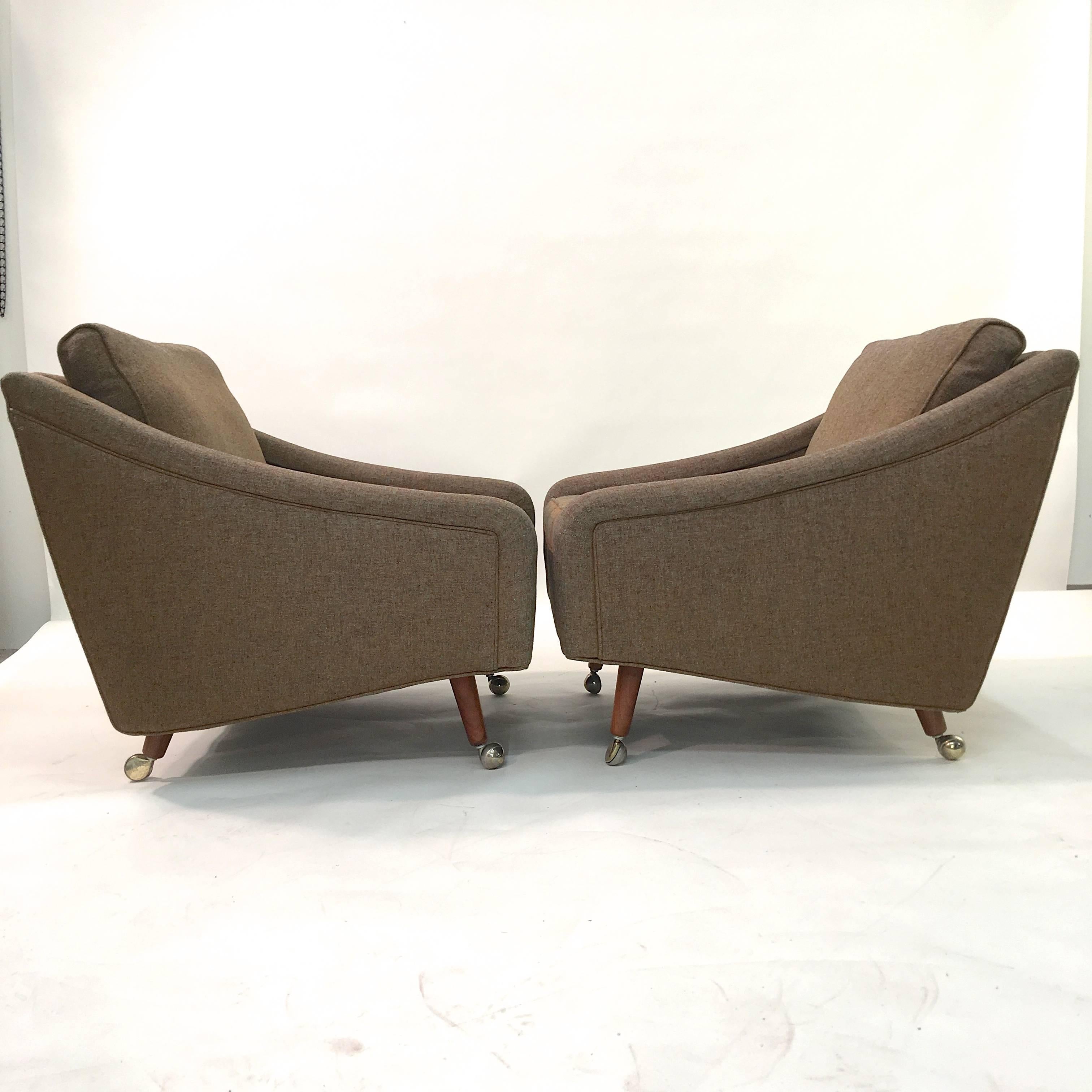 American Pair of Milo Baughman for Thayer Coggin Upholstered Armchairs