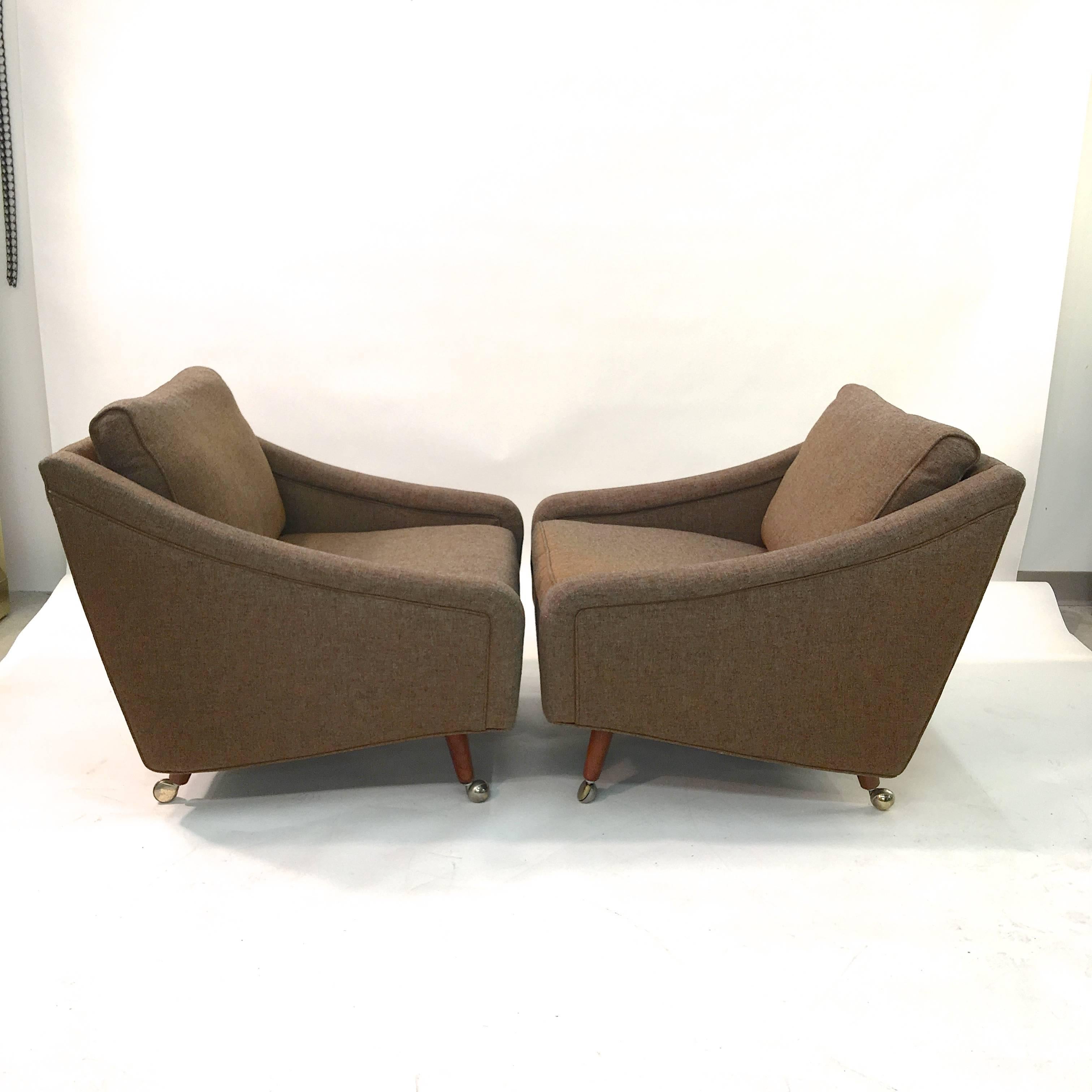 Pair of Milo Baughman for Thayer Coggin Upholstered Armchairs In Good Condition In Hanover, MA