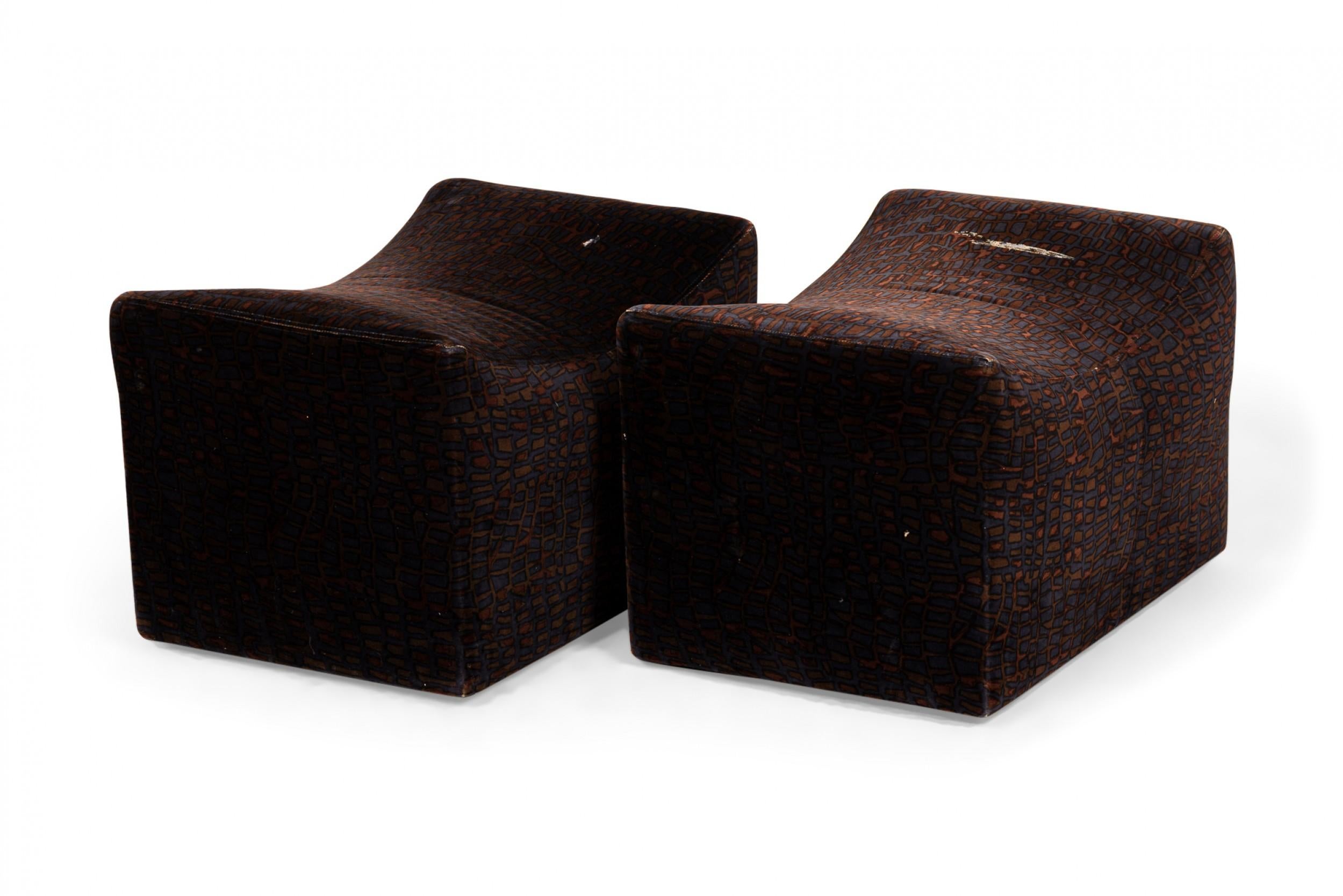 Pair of Milo Baughman for Thayer Coggin Upholstered Rolling Saddle Ottomans For Sale 2
