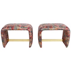 Retro Pair of Milo Baughman for Thayer Coggin Waterfall Ottomans or Benches