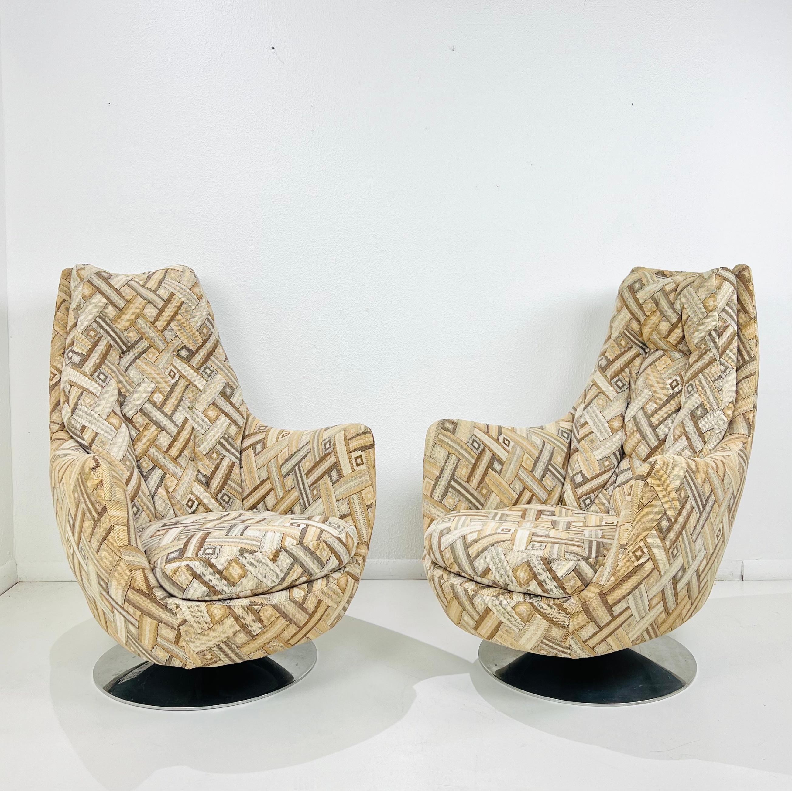 Pair of Milo Baughman High Back Swivel/Tilt Chairs (3 Pairs Available) 3