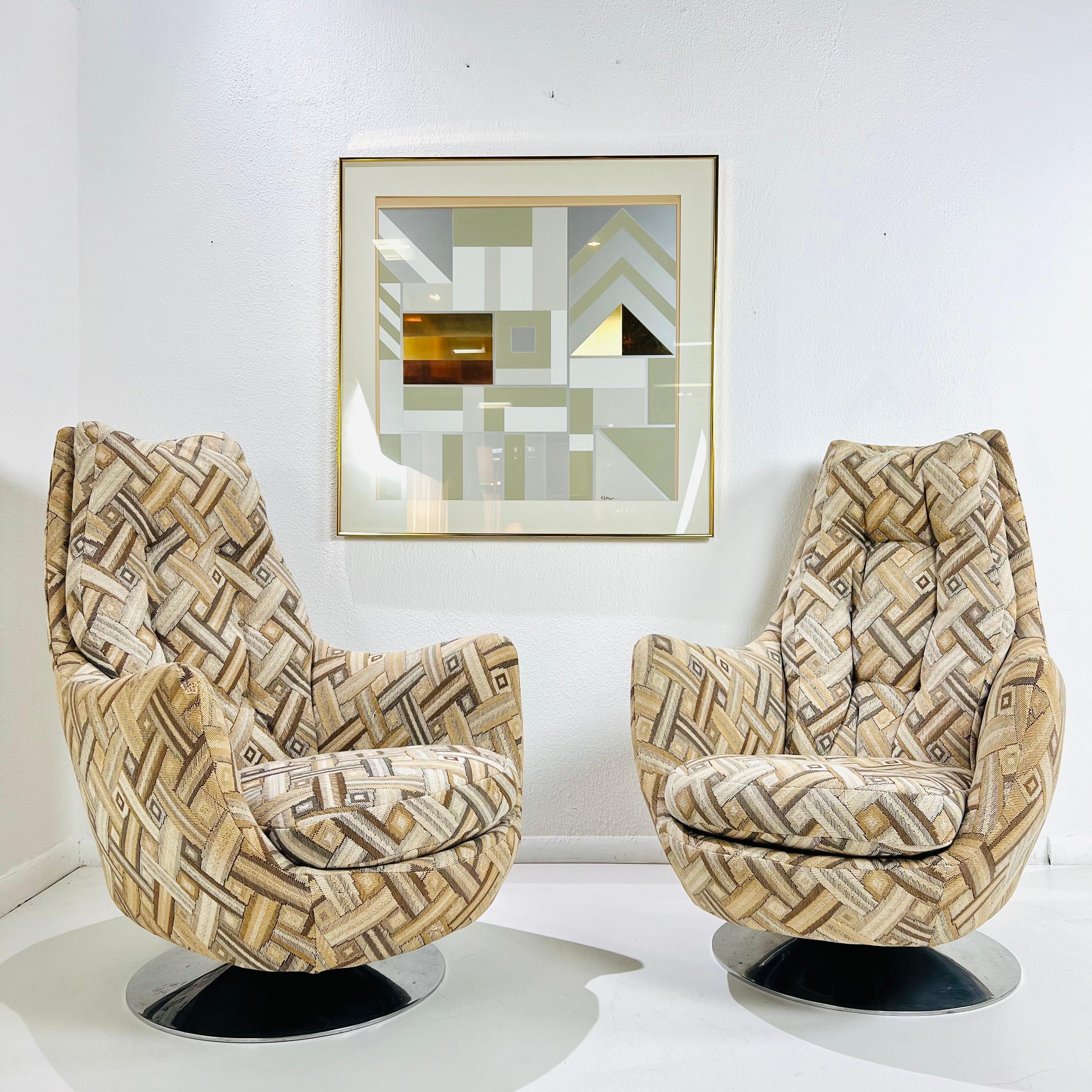 Pair of Milo Baughman High Back Swivel/Tilt Chairs (3 Pairs Available) 8