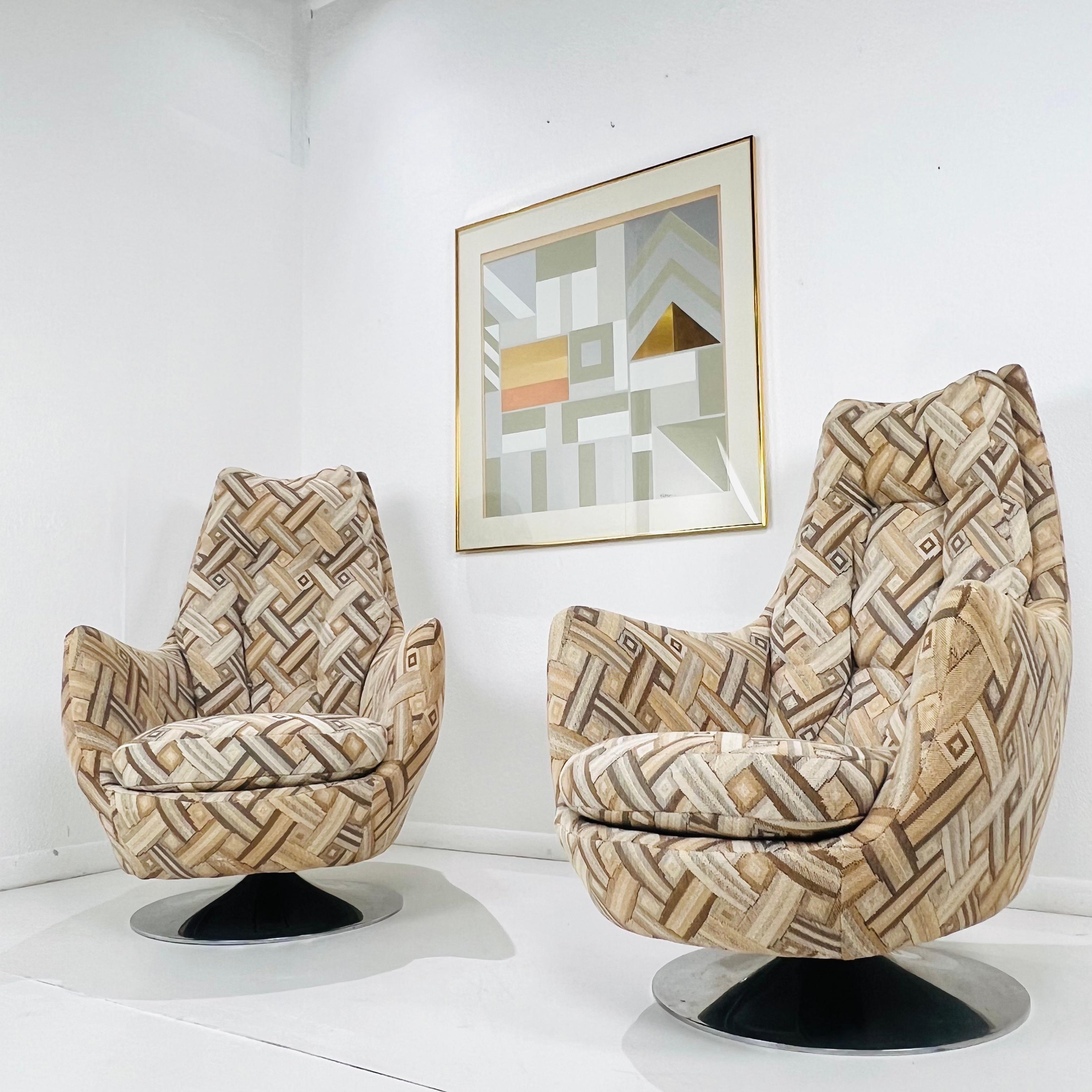 Mid-Century Modern Pair of Milo Baughman High Back Swivel/Tilt Chairs (3 Pairs Available)