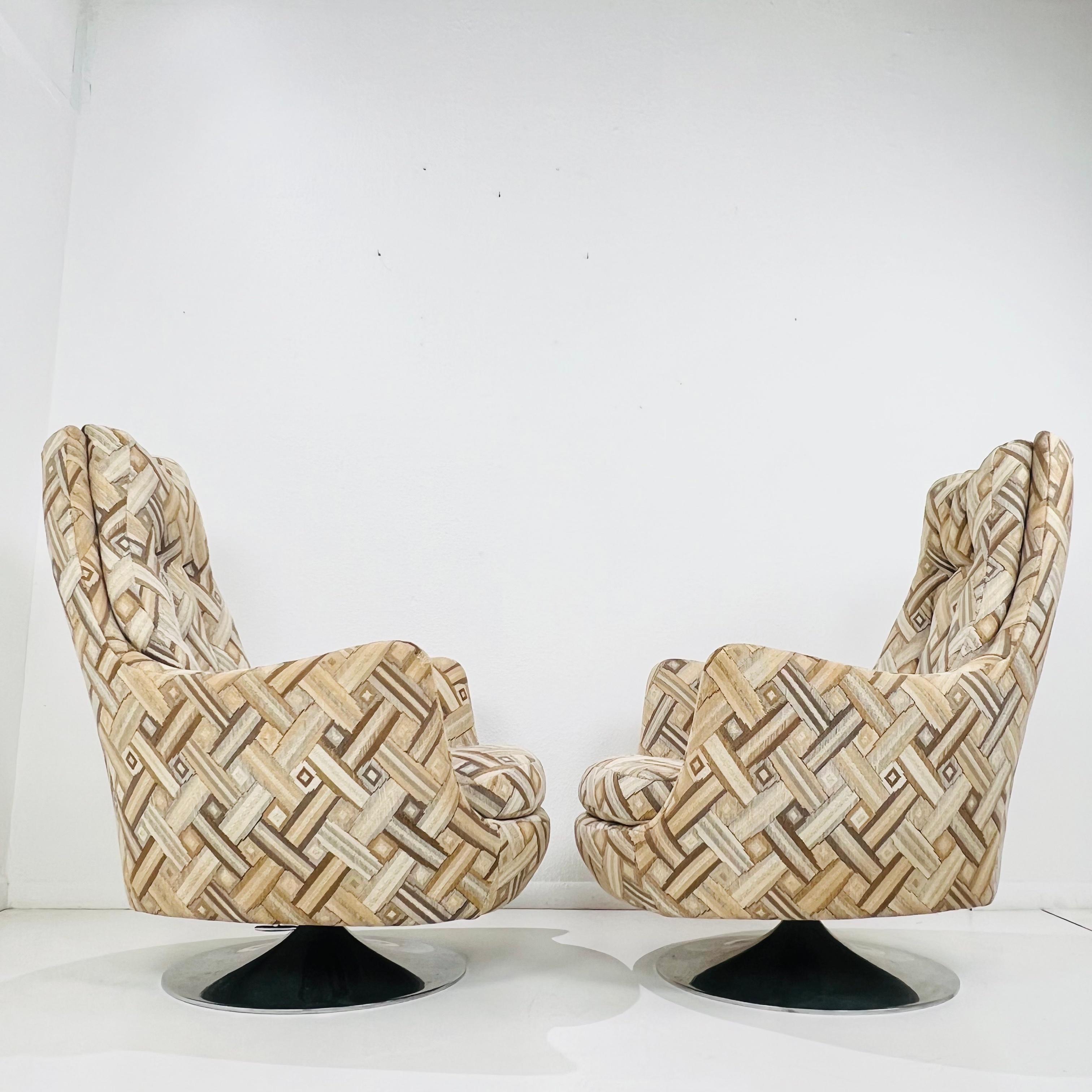 North American Pair of Milo Baughman High Back Swivel/Tilt Chairs (3 Pairs Available)